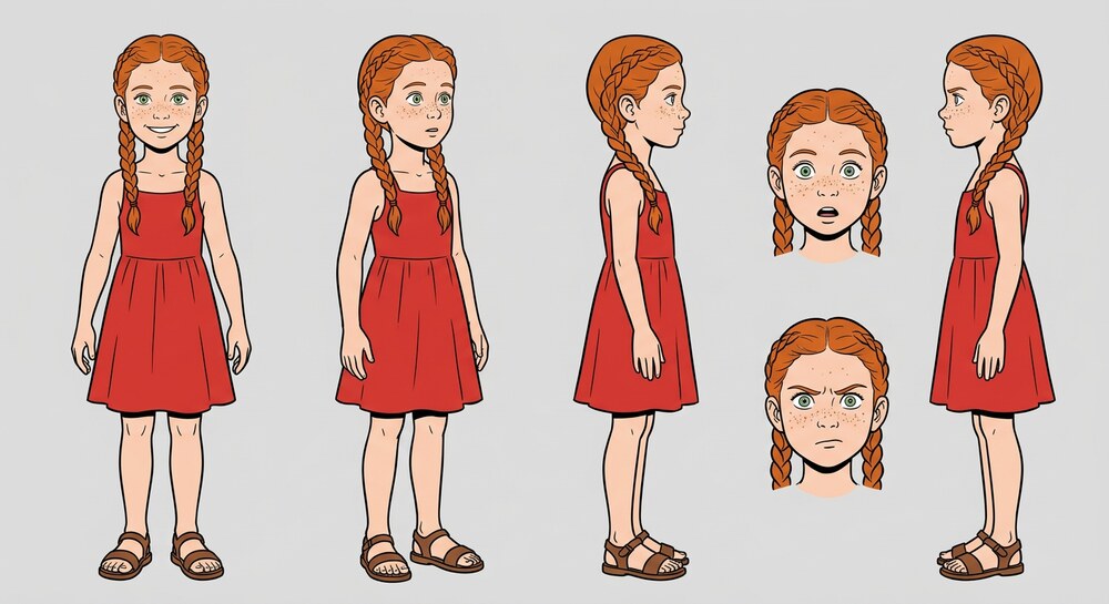 Fiche personnage turnaround générée à partir de la photo